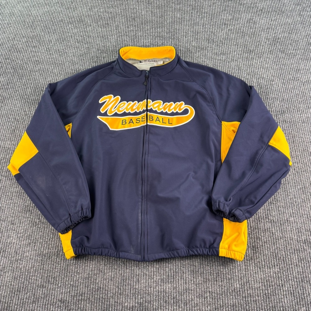 DeLong Newmann Baseball Mens Large Jacket Navy Gold Custom Team Full Zip L